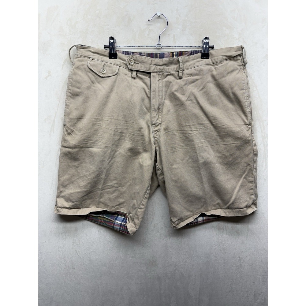 Vintage Polo Ralph Lauren Shorts Men's Reversible Chino Beige Plaid Madras 90s